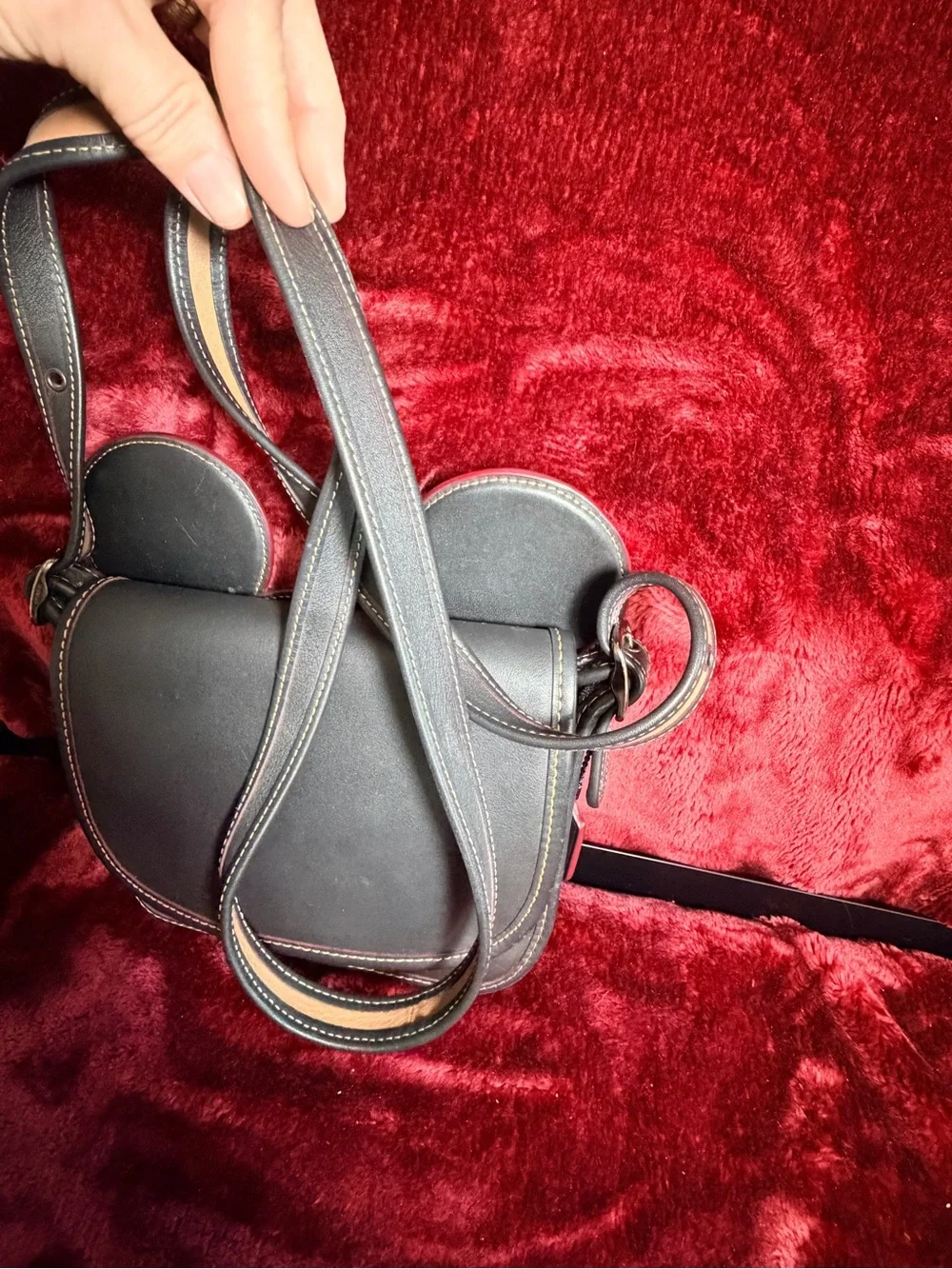 Coach x Disney Patricia Saddle Bag Black Leather Mickey Ears F59369